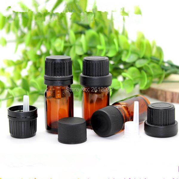 Tubes d'échantillons de parfum bouteilles 5 ml d'huile essentielle de verre ambré avec bouchon flacon brun petit F207