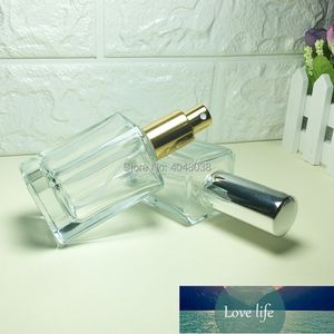 Bouteille de pulvérisation de parfum 50 ml carré clair verre clair PARFUM Emballage cosmétique vide Conteneur Atomizer rechargeable 5 pcs