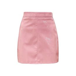 Misschien U Pink Black Beige Blue PU Patent Lederen High Street Solid Potlood Mini Empire Short Skirt S0095 210529