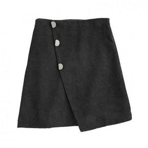 Misschien ben je sexy corduroy potlood vrouwen knop herfst winter hoge taille korte partij mini rok blauw zwart S0097 210529