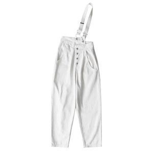 Misschien u vrouwen witte ritssluiting Button Solid Denim Jeans Pocket High Street Wide Pent Broek Herfst Winter Overalls P0046 210529