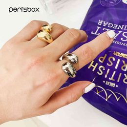 Peri'Sbox Gold-verklaring voor vrouwen grote grote open vinger dikke dome brede ring sieraden