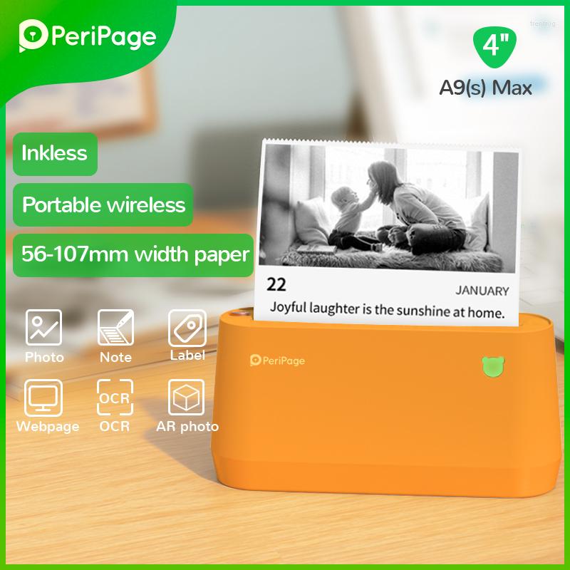 PeriPage A9s MAX A9MAX Mini Portable Po Printer 304dpi BT Wireless Thermal Label Maker Support 107/77/57mm Paper