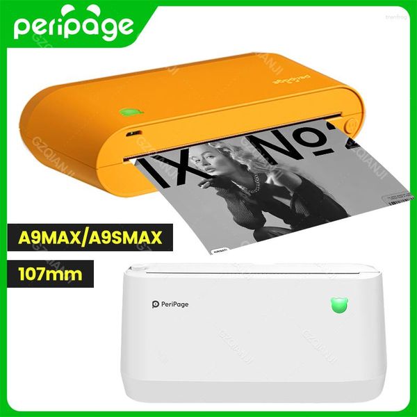 PeriPage A9s MAX A9Max Impresora portátil Po 304dpi Bluetooth Inalámbrico Etiquetadora térmica Soporte 107/77/57mm Papel