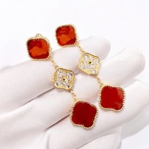 Permanent Klassiek Mode Vintage Klavertje 4 Charm Van Stud Oorbellen Damesmeisjes Valentijnsdag Cleef Moederdag Bruiloft Sieraden Cadeau Xs2f