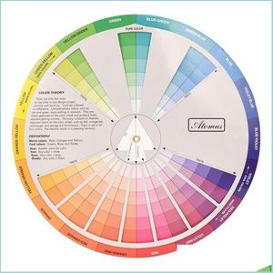 Encres De Maquillage Permanent Conception De Carte De Papier Professionnelle Roue De Mélange De Couleurs Tableau D'encre Guidage Rond Cercle Central Tourne T Topscissors Dhv8E