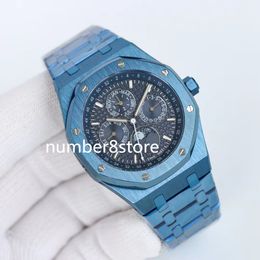 Calendrier perpétuel 26579 Blue Mens Watch Cal.5134 Automatique Mécanique montre la bracele