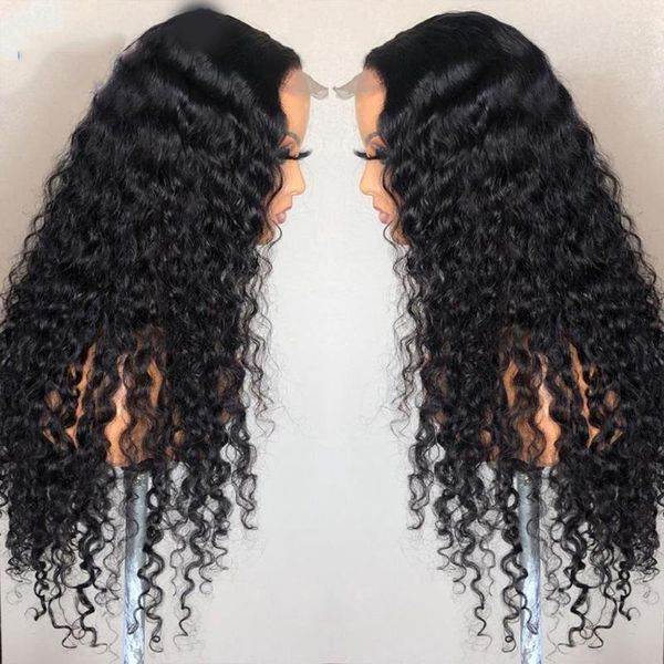 Perruque Cheveux Humain Naturel Deep Wave Frontal peluca cabello humano negro brasileño pelucas para mujeres naturales