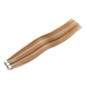 Perruques De Cheveux Humains bande Invisible Remy Extensions de cheveux couleur piano 27/613 100% cheveux humains Remy 14-24 pouces