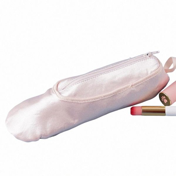 Sac de maquillage de chaussures de danse de ballet de ballet persalisée Ballerina Satin Ballet Shoe Crayon Ballet Girl Girl-Up Cosmetic Pouch F8J2 #