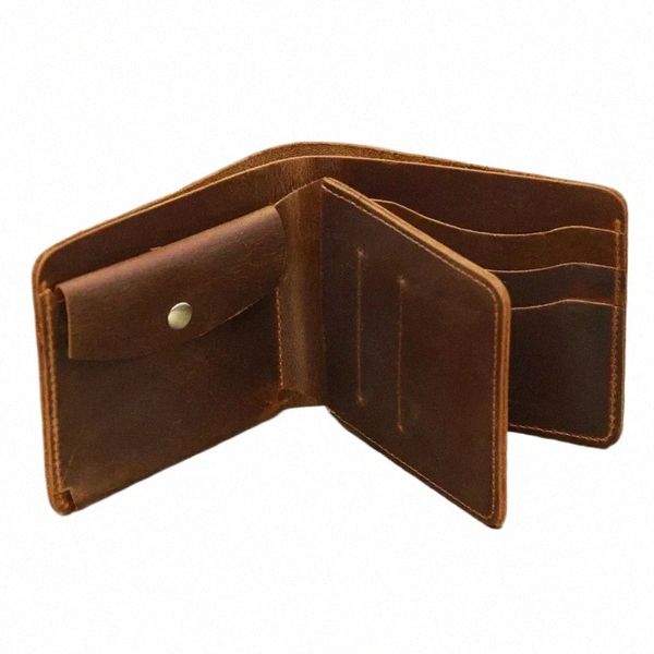 persalized Meilleur portefeuille en cuir véritable pour hommes avec poche à monnaie minimaliste gravé Bi Fold portefeuille en cuir pur pour hommes r5z2 #