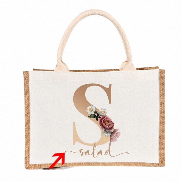 Persalizado de dama de honor personalizada Beach Beach Burlap Bote Regalos Bolsas Cosméticas Bacheloreta de boda de novia Favores de yute Bolsas B8al#