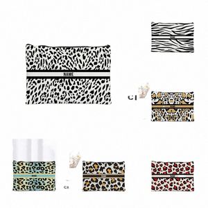 Sac de maquillage de nom de nom personnalisé Lady Leopard Print Rangement Sac de rangement Toilet Mariage Single School Gift For Teacher Lover Party Y1ig #