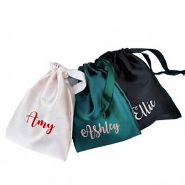 Persalized satijnen tas voor sieraden verpakking afdrukken naam Drawstring Pouch Party Silk Bags Custom Logo Gunsten Eye Mask Bag X8er#