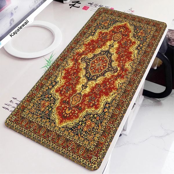 Tapis de souris en caoutchouc persan, style rétro, motif tasse, ordinateur portable, PC, tapis de souris avec franges, décoration de table de bureau, tapis de table artisanal 240105