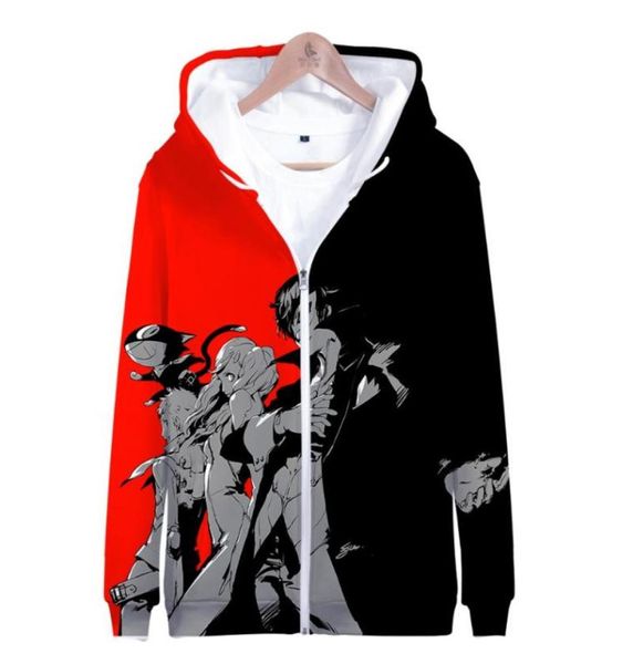 Persona 5 3D fermeture éclair imprimée vestes à capuche femmes hommes mode à manches longues sweats à capuche vêtements 2258336