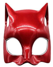 Persona 5 Cosplay Anne Takamaki Mask P5 Red Panther Cat Half Face Hoofddeksel volwassen Halloween Carnival Costume Props G09109940719