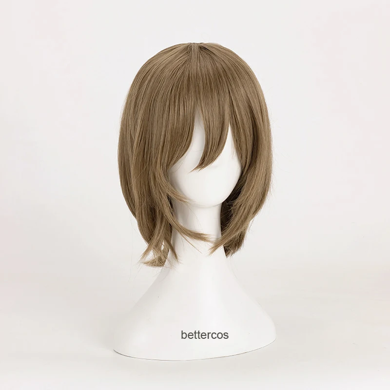 Persona 5 Goro Akechi Cosplay Perukları Kısa Keten Koyu Gri Isıya Dayanıklı Sentetik Saç Peruk + Peruk Kapağı