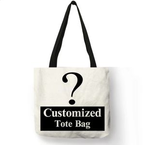 Personal Personal Femmes Tote Sac Linon Canvas Sac avec imprimé Custom Your Pictures Sacs à provisions DIY Sacs à bandoulière 240401