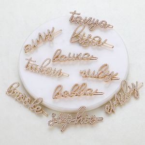 Persoonlijke Aangepaste Naam Haar Clip Parel Letter Naam Barrettes voor Gift Mode Haaraccessoires Hoge kwaliteit 40 stijlen