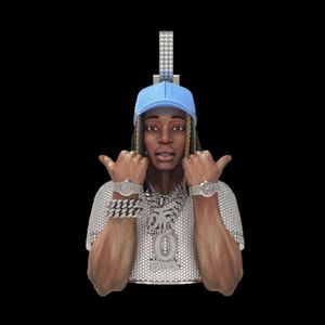 Persoonlijke afbeelding propaganda gepersonaliseerde aangepaste Iced Out 3D cartoon hoofd portret hanger Y2K Metaverse hip hop sieraden