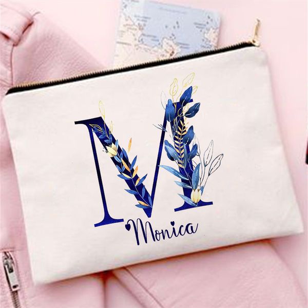 Bolsa de maquillaje de dama de honor personalizada Carta personalizada con nombre Case Cosmético Almacenamiento Femenino Almacenamiento Bolso Regalización de novia de boda