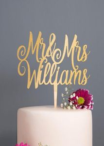 Calligraphie personnalisée Mr Mrs Wedding Cake Topper en bois or rose6641850