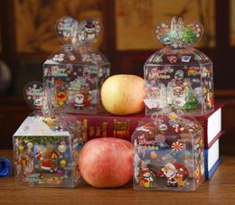 Navidad personalizada incluso Clear Clear Gift Box Xmas Impreso Elk Santa Santa Xmas Treats Sweets Candy Apple Cajas Favores Presen8112816