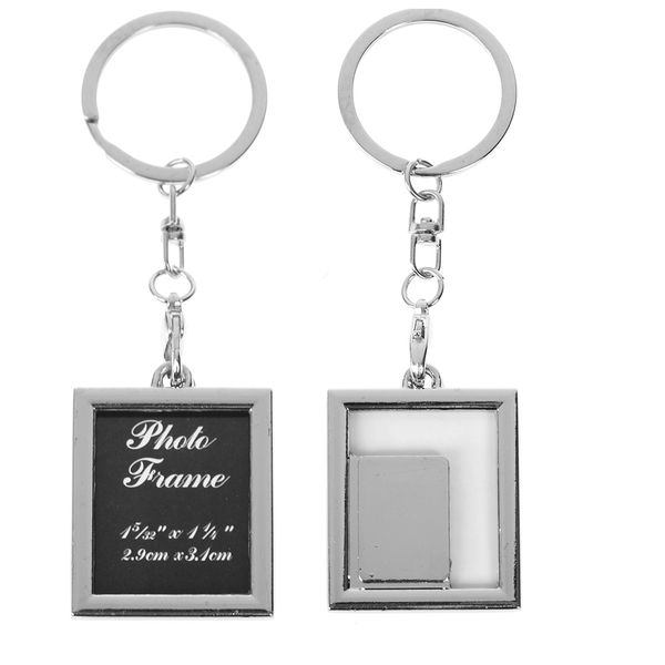 Porte-clés personnalisés en alliage de métal, cadre Photo carré en forme de cœur, porte-clés Fob, cadeau artisanal d'amour