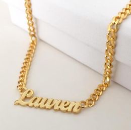 Colliers de nom personnalisés pour femmes et hommes Punk plaque signalétique bijoux en acier inoxydable chaîne de bordure collier de lettre personnalisé Collier1621722