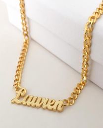 Gepersonaliseerde naam kettingen voor vrouwen en mannen punk -naamplaatje sieraden roestvrijstalen stoep ketting aangepaste letter ketting collier1549521