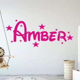 Nom personnalisé autocollant mural étoiles décalcomanie porte garçons filles nom des enfants stickers muraux personnalisés pour pépinière enfants chambres décor C923