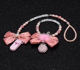 Personalisatie Naam Set prachtige roze bling kinderwagen charmstroller speelgoed rammelaars bed speelgoed rammelaar pacifier cliphouder dummy clip8991229