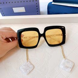 Personnalité cadre noir lentille jaune femme lunettes de soleil mode classique 0722S lunettes plaque en polycarbonate cadre carré 0722 lunettes de soleil boîte gratuite