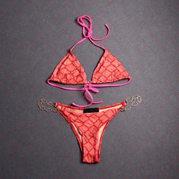 Persoonlijkheidsketen Swimpakken Swimwear Klassieke brief Jacquard Bikini's sets Verjaardagscadeau voor Lady Brand Two Pieces Set