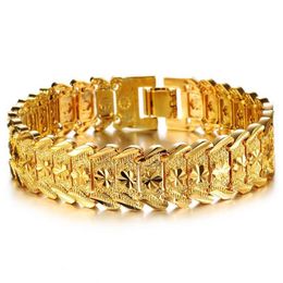Bracelets de charme de personnalité en or 18 carats, chaîne à maillons de blé, somptueux bijoux Punk pour hommes et femmes, Bracelet cubain, accessoire 200b