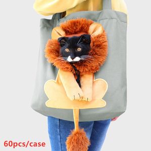 Persoonlijkheid Creatieve cartoon Catdragers Leuke stijl Handige Pet Cat Bag Canvas Outdoor Slant Backpack One Shoulder Cat Crates draagbare huisdierkat Huizen A0086