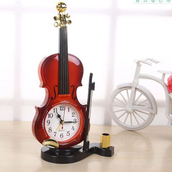 Personnalité créative violon réveil étudiant cadeau réveil avec porte-stylo