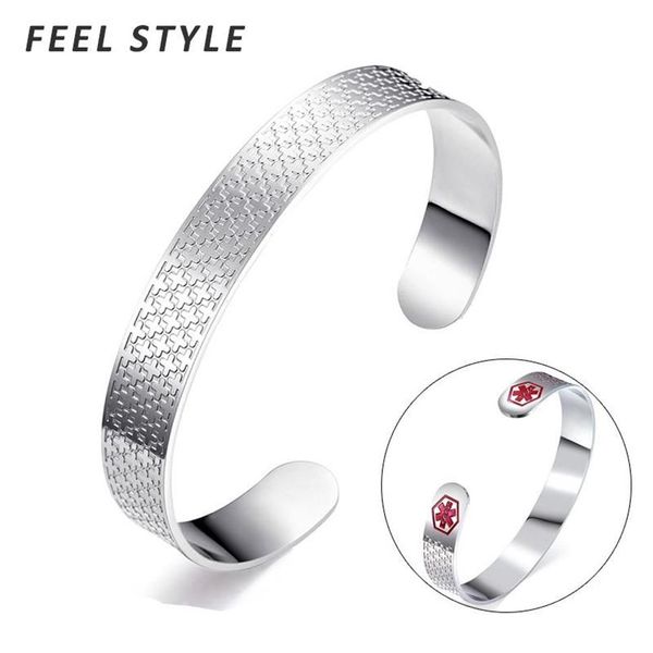 Bracelet d'identification d'alerte à motif croisé de personnalité, couleur argent et noir, en acier inoxydable pour hommes, Bangle219O