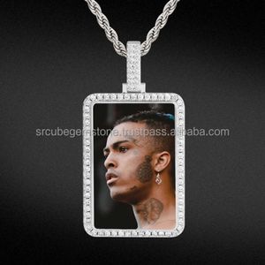 Foto hecha a medida con personalidad con colgante de collar cuadrado, joyería de Hip Hop de moissanita para mujeres y hombres, regalos encantadores