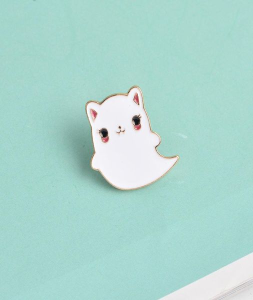Personnalité en émail émail spécial chat fantôme blanc badge de revers blanc pour les enfants fille mignonne jolies broches3262559