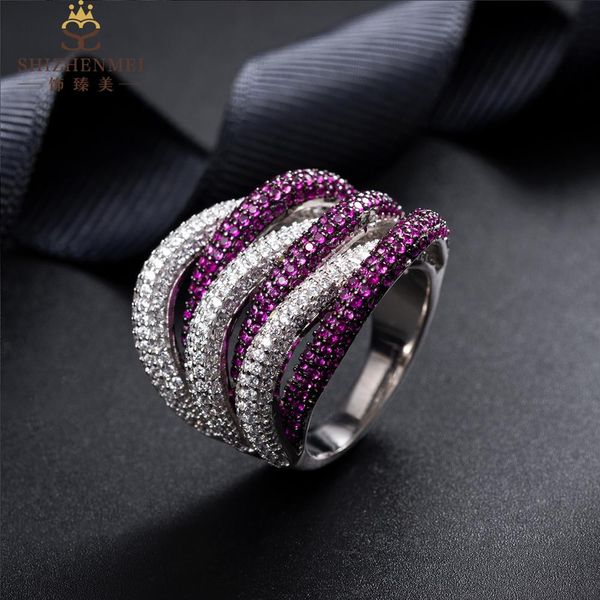 Bague de personnalité exagérée à trois rangées de zircon, bague de tempérament à la mode, personnalisée, vente en gros, DZ 4