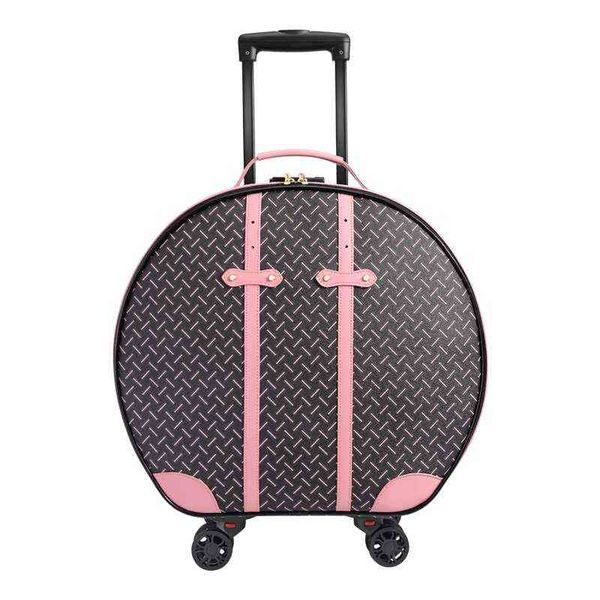 Personnalité mode pouces haute qualité simili cuir roulant bagages Spinner marque internationale valise de voyage J220707