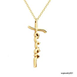 Persoonlijkheid Mode Verzilverd Jesus Cross Hanger Ketting voor Vrouwen Mannen brief geloof ketting statement Sieraden