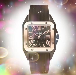 Reloj de pulsera con personalidad para hombre y mujer, movimiento de cuarzo de 40mm y 34mm, correa de goma, reloj de pulsera romano cuadrado Popular, regalos de mesa