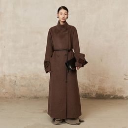 Trench-Coat en laine pour femme, veste haute en Tweed, Design de Niche, à la mode, automne-hiver 2023, 231226