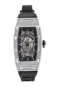 Persoonlijkheid Volledige diamanten horloge emmertype Siliconen band Quartz Men039S Watch5842376