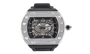 Persoonlijkheid Volledige diamant horloge emmertype Siliconen band Quartz Men039S Watch7285159