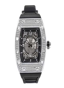 Persoonlijkheid Volledige diamant horloge emmertype Siliconen band Quartz Men039S Watch7426806