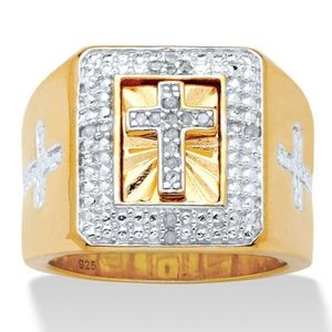 Persoonlijkheid Goud Rhinestone Jesus Cross Rings Motorfiets Party Gold Ring Hip Hop Sieraden voor Dames Mannen Mode Accessoires X0715